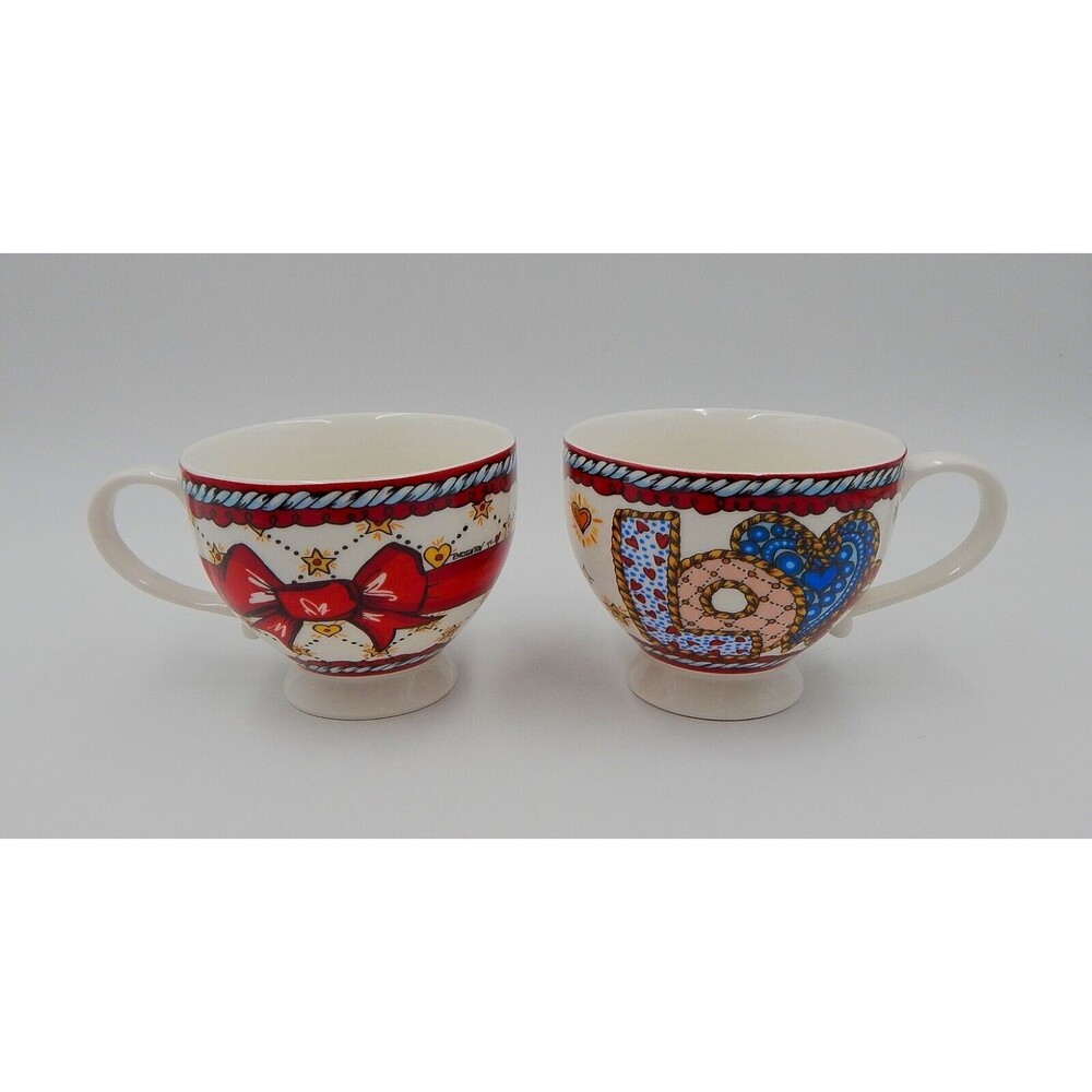 Brighton Large Tea Coffee Love Heart Set of 2 Limited Edition Cups Bow
